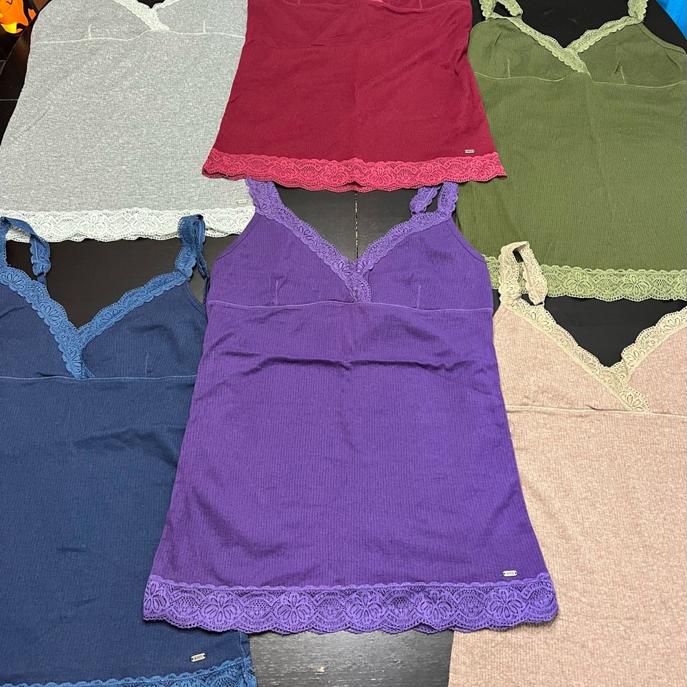 Aeropostale Size XL set of 6 tank tops with lace trim and adjustable straps